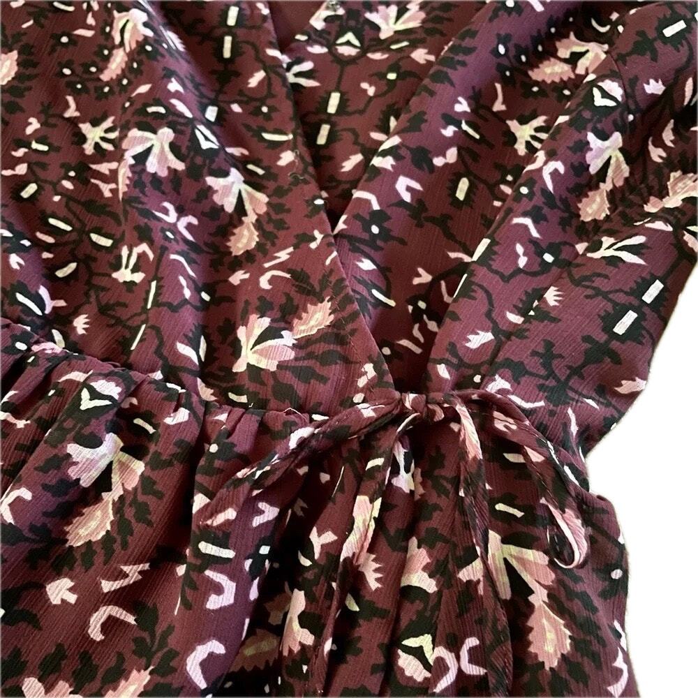 Madewell Georgette Flutter-Sleeve Peplum Paisley Dark Fig Top Size XS🍷✨ 🍂 - Picture 10 of 12